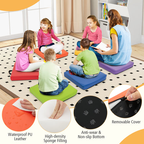 6 PCS Square Floor Cushions, Soft Sponge Floor Pillows for Classroom Home Nursery Kids Room Daycare