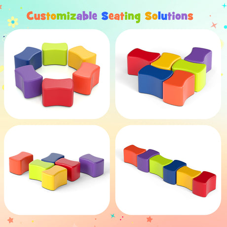 6 PCS Modular Stool Set,  Butterfly Stools for Kids Rooms, Classrooms, Daycares