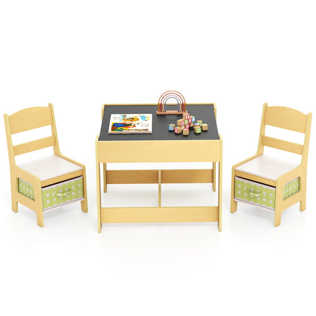 HONEY JOY 3 in 1 Kids Wooden Table & 2 Chair Set