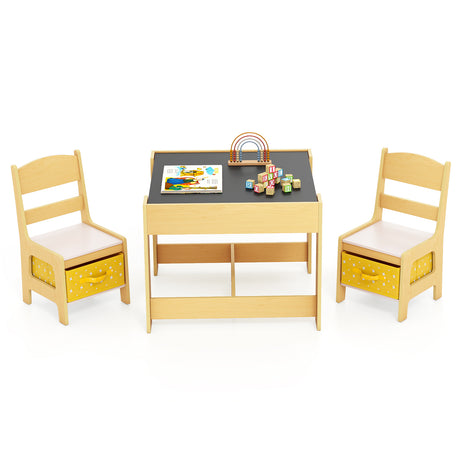 HONEY JOY 3 in 1 Kids Wooden Table & 2 Chair Set