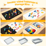 Kid's Table and Chairs Set with Detachable Double-Sided Tabletops