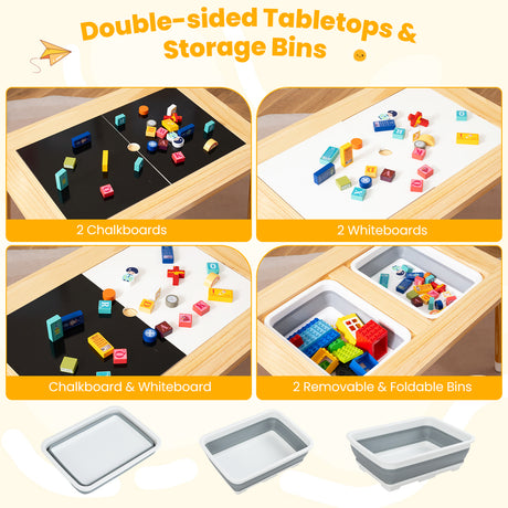 Kid's Table and Chairs Set with Detachable Double-Sided Tabletops