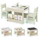 4-in-1 Kids Table and Chair Set, Wooden Activity Table, 2-in-1 Detachable Tabletop Table & Chair Set for Classroom
