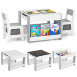 4-in-1 Kids Table and Chair Set, Wooden Activity Table, 2-in-1 Detachable Tabletop Table & Chair Set for Classroom