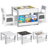 4-in-1 Kids Table and Chair Set, Wooden Activity Table, 2-in-1 Detachable Tabletop Table & Chair Set for Classroom