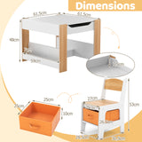 4-in-1 Kids Table and Chair Set, Wooden Activity Table, 2-in-1 Detachable Tabletop Table & Chair Set for Classroom