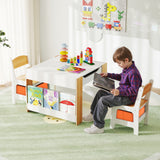 4-in-1 Kids Table and Chair Set, Wooden Activity Table, 2-in-1 Detachable Tabletop Table & Chair Set for Classroom