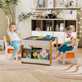 4-in-1 Kids Table and Chair Set, Wooden Activity Table, 2-in-1 Detachable Tabletop Table & Chair Set for Classroom