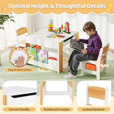 4-in-1 Kids Table and Chair Set, Wooden Activity Table, 2-in-1 Detachable Tabletop Table & Chair Set for Classroom