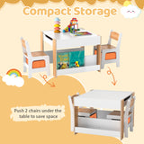 4-in-1 Kids Table and Chair Set, Wooden Activity Table, 2-in-1 Detachable Tabletop Table & Chair Set for Classroom