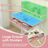 Height Adjustable Children School Study Desk with Tilt Desktop and Storage Drawer