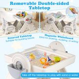 9-in-1 Kids Activity Table and Chair Set with 3 Heights and Book Rack