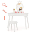 HONEY JOY Kids Vanity Set with LED Lighted Mirror & Stool