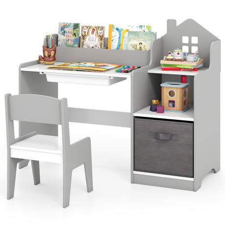 HONEY JOY Kids Study Desk and Chair Set, Children Study Table