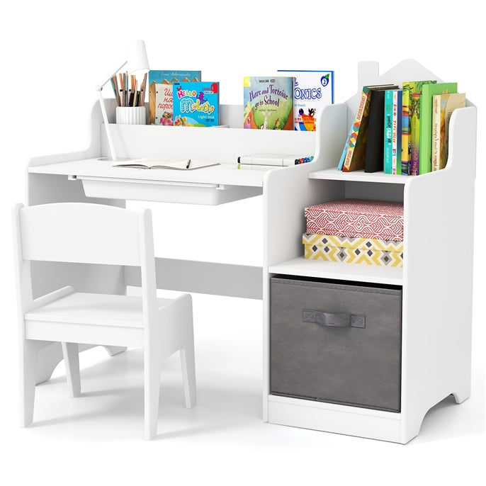 HONEY JOY Kids Study Desk and Chair Set, Children Study Table