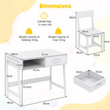 Wooden Children Study Table Set with Storage Drawer and Hutch