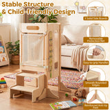 Versatile Wooden Learning Tower with Blackboard & Montessori Games for Children 3+ Years Old