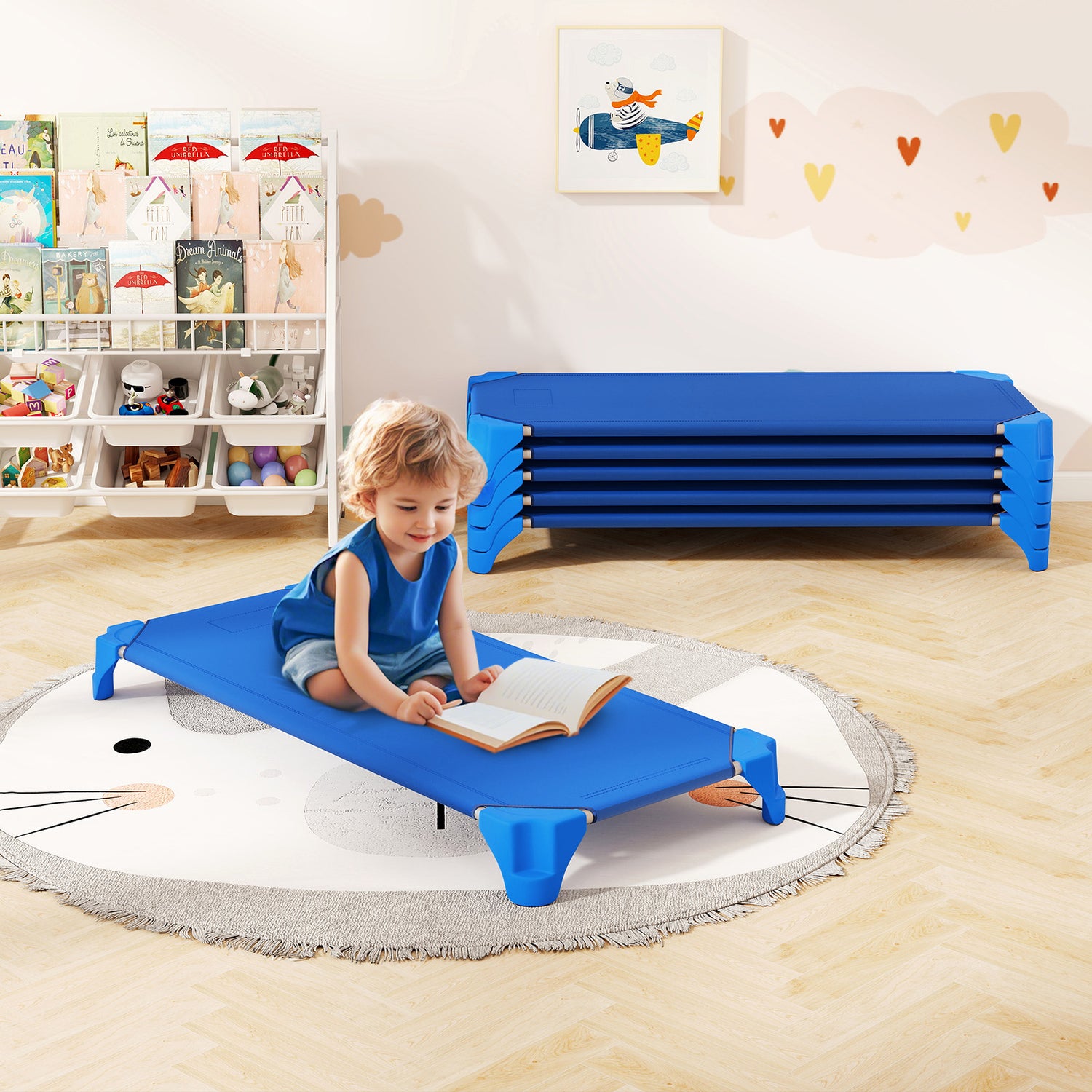 6-Pack Stackable Children's Nap Time Cots, Space-Saving Daycare
