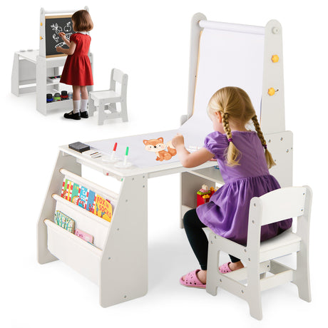 Kids Art Table and Chair Set, Multifunctional Kids Activity