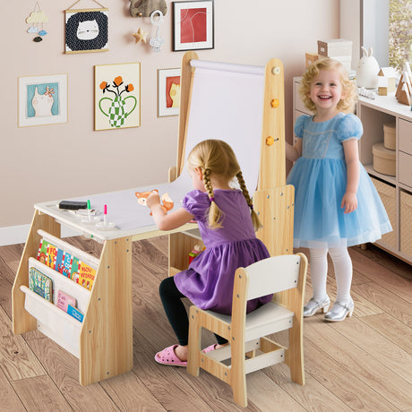 Kids Art Table and Chair Set, Multifunctional Kids Activity