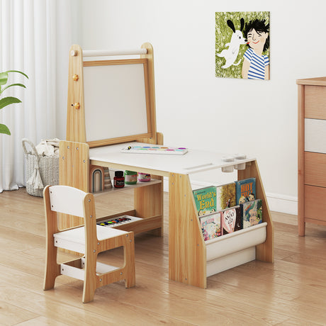 Kids Art Table and Chair Set, Multifunctional Kids Activity