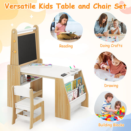 Kids Art Table and Chair Set, Multifunctional Kids Activity