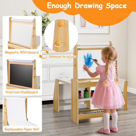 Kids Art Table and Chair Set, Multifunctional Kids Activity