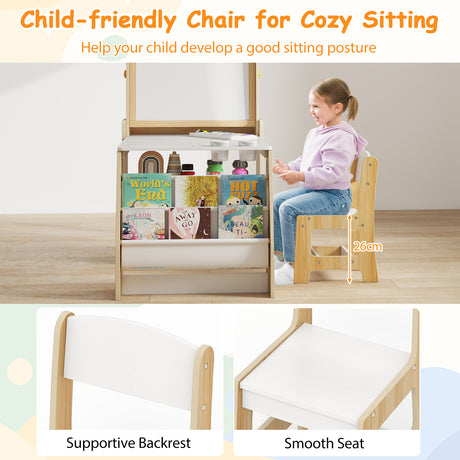Kids Art Table and Chair Set, Multifunctional Kids Activity