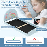Single Floor Bed Frame, Upholstered Twin Size Kids Floor Bed with 210D Oxford Cloth Floor Mat