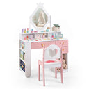 Kids Vanity Set with Crown Mirror & Chair for Girls