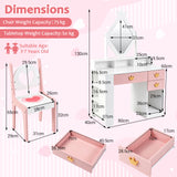 Kids Vanity Set with Crown Mirror & Chair for Girls