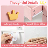 Kids Vanity Set with Crown Mirror & Chair for Girls