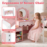 Kids Vanity Set with 360° Rotating Mirror & Chair for Girls