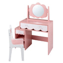 Kids Vanity Set with 360° Rotating Mirror & Chair for Girls