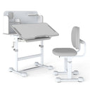 White adjustable desk and chair set on a white background