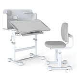 Kids Study Desk & Chair Set, Height-Adjustable Student Writing Table w/Chair
