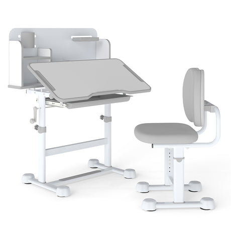 Kids Study Desk & Chair Set, Height-Adjustable Student Writing Table w/Chair