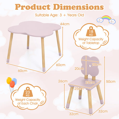 Flower-shaped Kids Table Set, Wooden Children Play and Activity Table