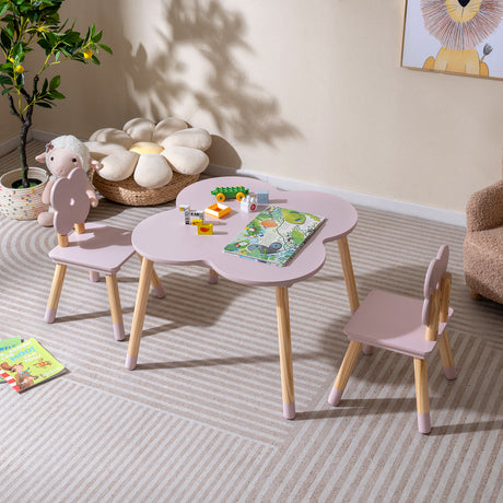 Flower-shaped Kids Table Set, Wooden Children Play and Activity Table