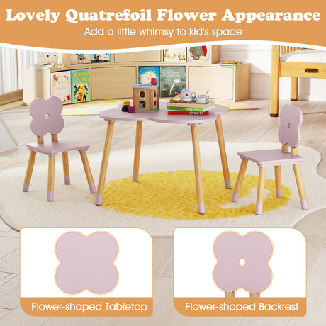 Flower-shaped Kids Table Set, Wooden Children Play and Activity Table