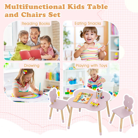 Flower-shaped Kids Table Set, Wooden Children Play and Activity Table