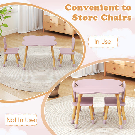 Flower-shaped Kids Table Set, Wooden Children Play and Activity Table