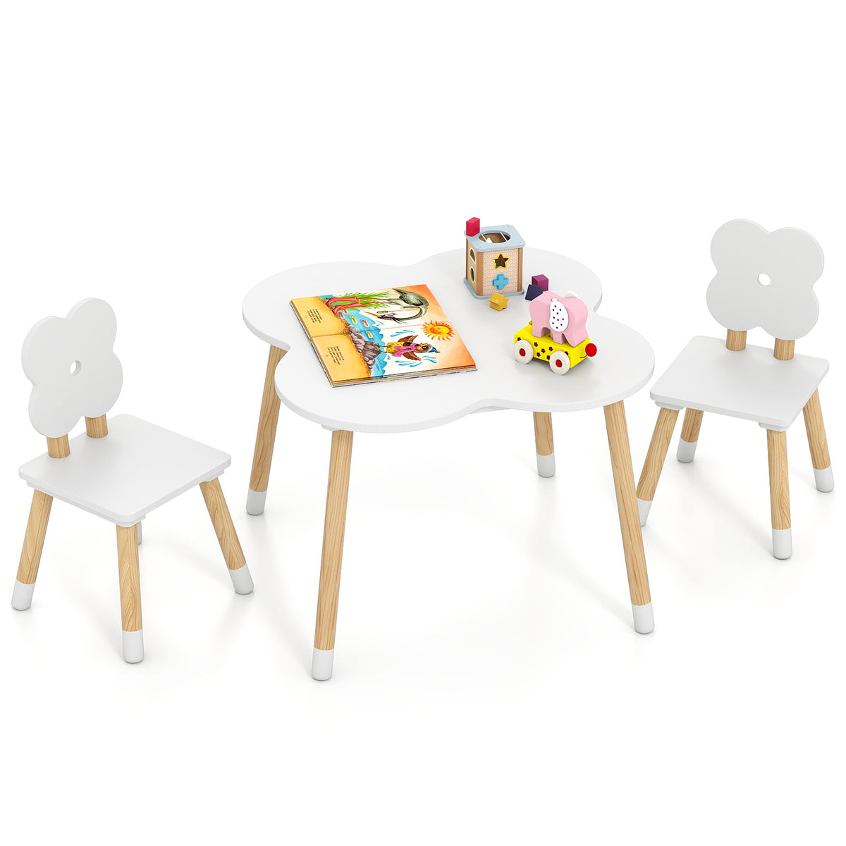 Flower-shaped Kids Table Set, Wooden Children Play and Activity Table