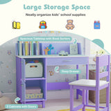 Kid's Study Desk & Chair Set, Children Table with Wide Desktop for 3+ Years Old Boys and Girls