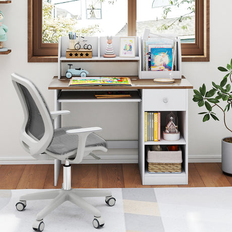 HONEY JOY Kids Study Desk, Children Writing Table w/Hutch