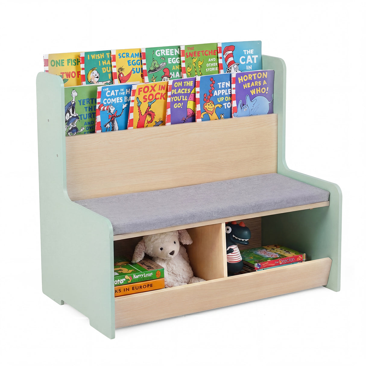 Kids Reading Nook with Bench, Toddler Toy Storage Organizer
