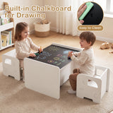 3 PCS Kids Table and Chair Set Space-saving Toddler Table and 2 Chairs with Chalkboard