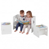 3 PCS Kids Table and Chair Set, Space-Saving Toddler Activity Desk and 2 Chairs