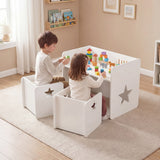 3 PCS Kids Table and Chair Set, Space-Saving Toddler Activity Desk and 2 Chairs