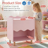HONEY JOY Kids Bedside Table, Toddler Nightstand with Wide Top & Open Compartment